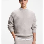 Linen-cotton sweater with knitted structure