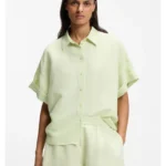 Regular-fit blouse with rolled cuffs