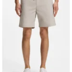 Straight-fit chino shorts in cotton-blend poplin