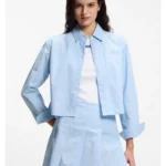 Relaxed-fit blouse in striped cotton poplin
