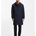 Hooded coat in water-repellent fabric with padding
