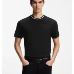 Cotton-piqué T-shirt with striped collar