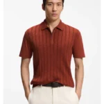 Zip-neck polo shirt in cotton and silk