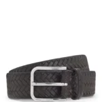 Woven-leather belt with pin buckle