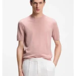 Short-sleeved knit T-shirt in merino wool