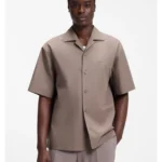Oversized-fit shirt in paper-touch cotton