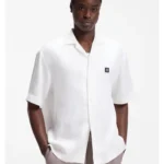 Oversized-fit shirt with stacked-logo trim