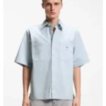 Oversized-fit shirt in slub cotton with patch pockets