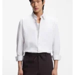 Relaxed-fit shirt in striped cotton poplin