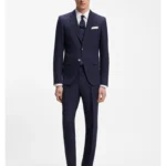 Two-piece slim-fit suit in micro-patterned fabric