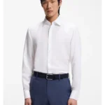 Slim-fit shirt in linen-blend twill