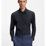 Regular-fit shirt in printed performance-stretch jersey
