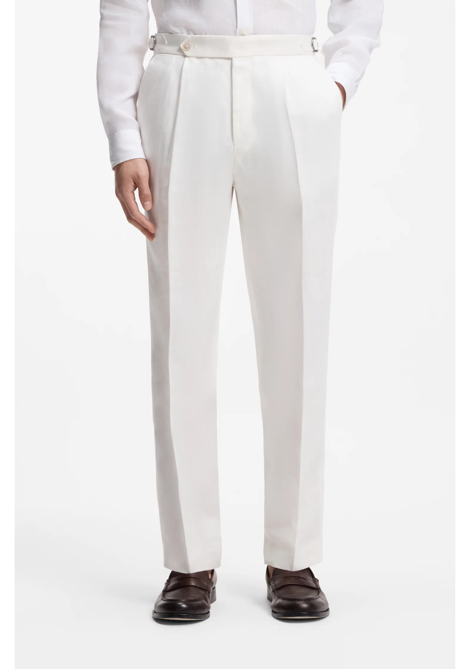 hbeu50563231_100_350 Relaxed-fit trousers in linen with front pleats - Image 1