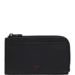 Faux-leather logo card holder with zipped coin pocket
