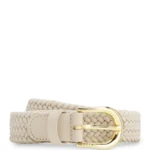 Woven belt with leather trims