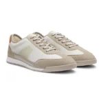 Mixed-material trainers with ridged outsole