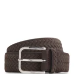 Woven-suede belt with logo buckle