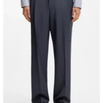 Tapered-fit trousers in micro-patterned virgin wool