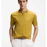 Cotton-jacquard polo shirt with Johnny collar
