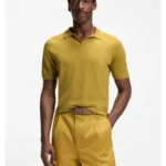 Merino-wool knit polo with Johnny collar