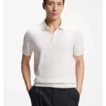 Regular-fit knit polo in structured fabric