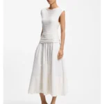 Structured-jersey dress with poplin skirt