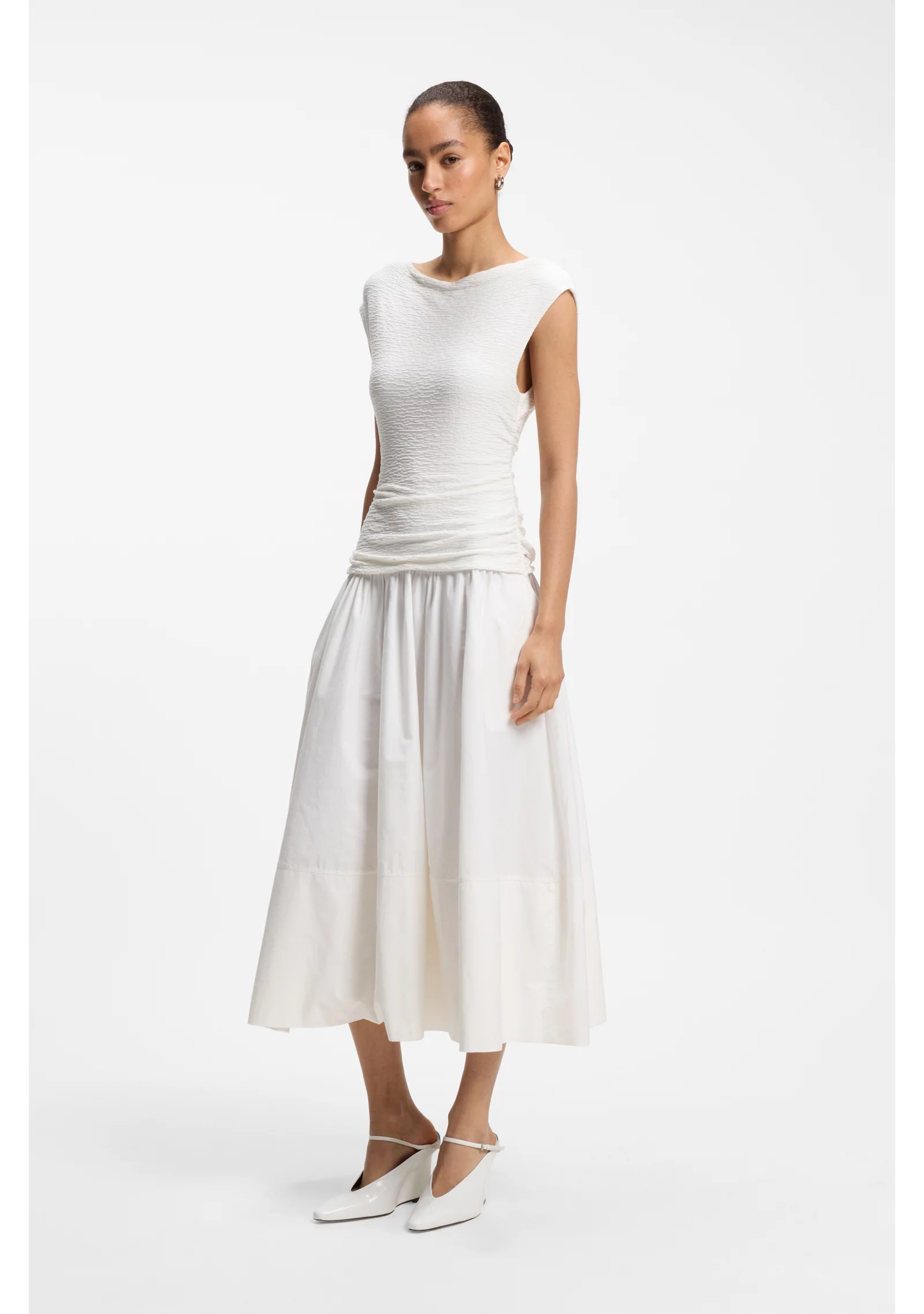 hbeu50565542_100_350 Structured-jersey dress with poplin skirt - Image 1