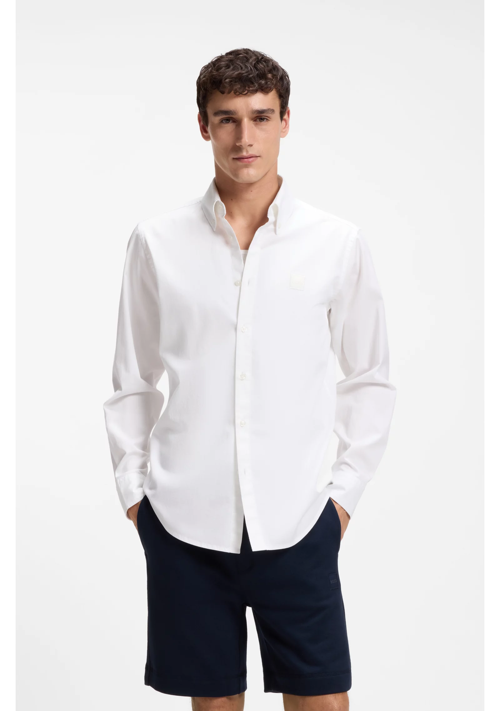 hbeu50565626_100_350 Regular-fit button-down shirt in cotton twill - Image 1