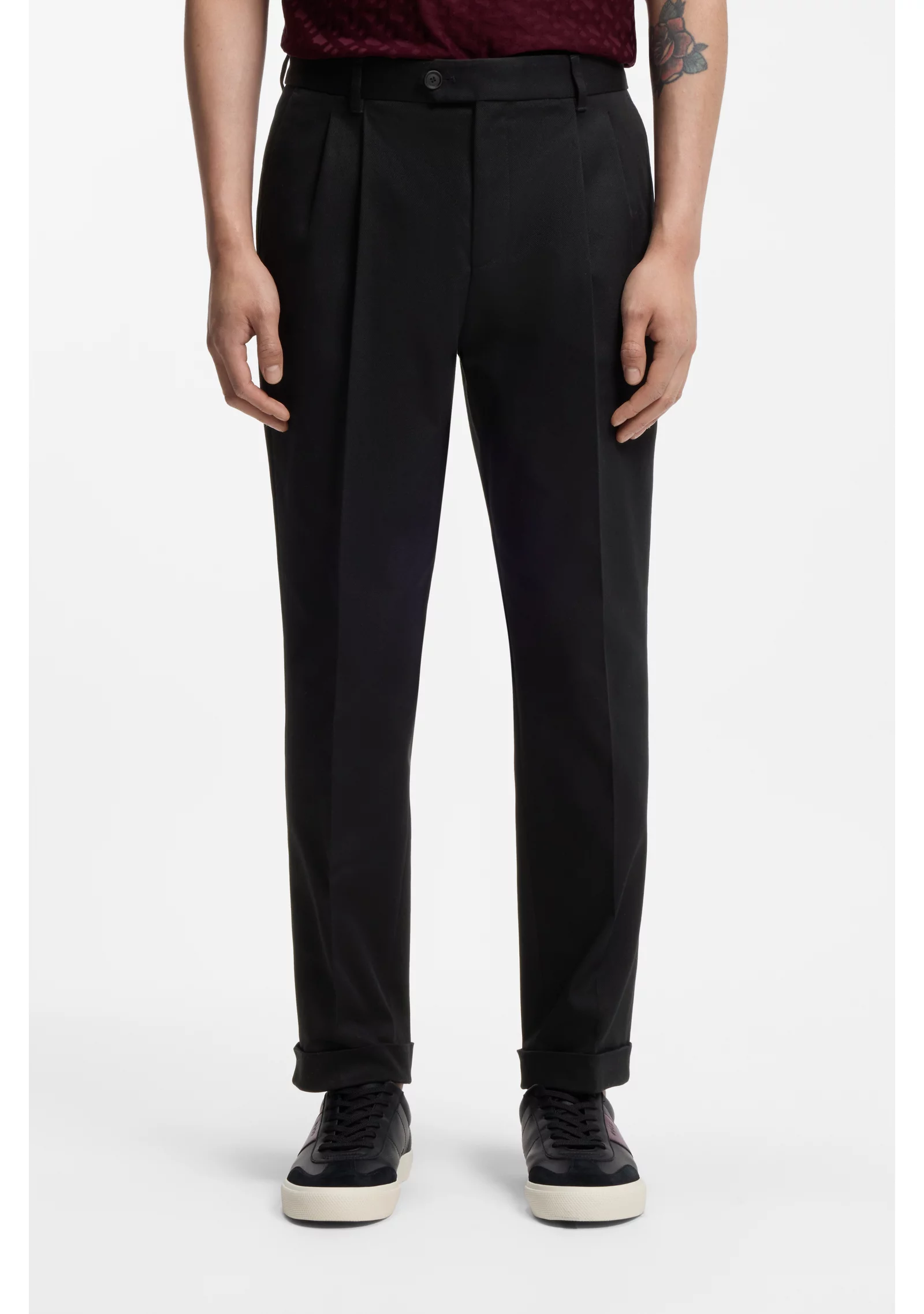 hbeu50566050_001_350 Tapered-fit trousers in stretch-cotton twill - Image 1