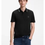 Cotton-piqué polo shirt with contrast collar stripe
