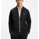 Triangle-jacquard zip-up sweatshirt with rubberised logo