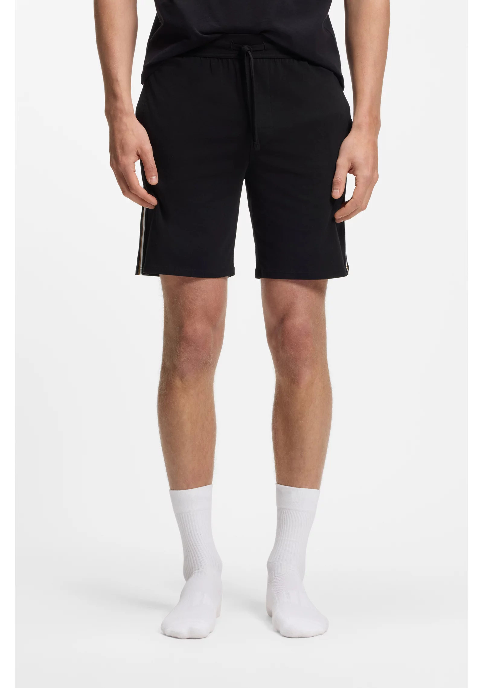 hbeu50566956_001_350 Stretch-cotton pyjama shorts with signature-stripe trims - Image 1