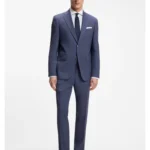 Two-piece regular-fit suit in melange stretch wool