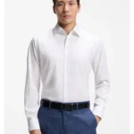 Regular-fit shirt in easy-iron stretch cotton