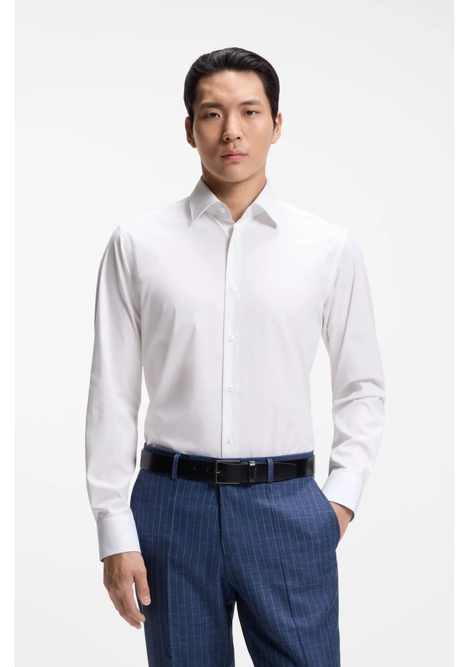 hbeu50567336_100_350 Regular-fit shirt in easy-iron stretch cotton - Image 1