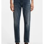 Straight-fit jeans in dark-blue stretch denim