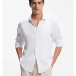 Regular-fit shirt in washed linen