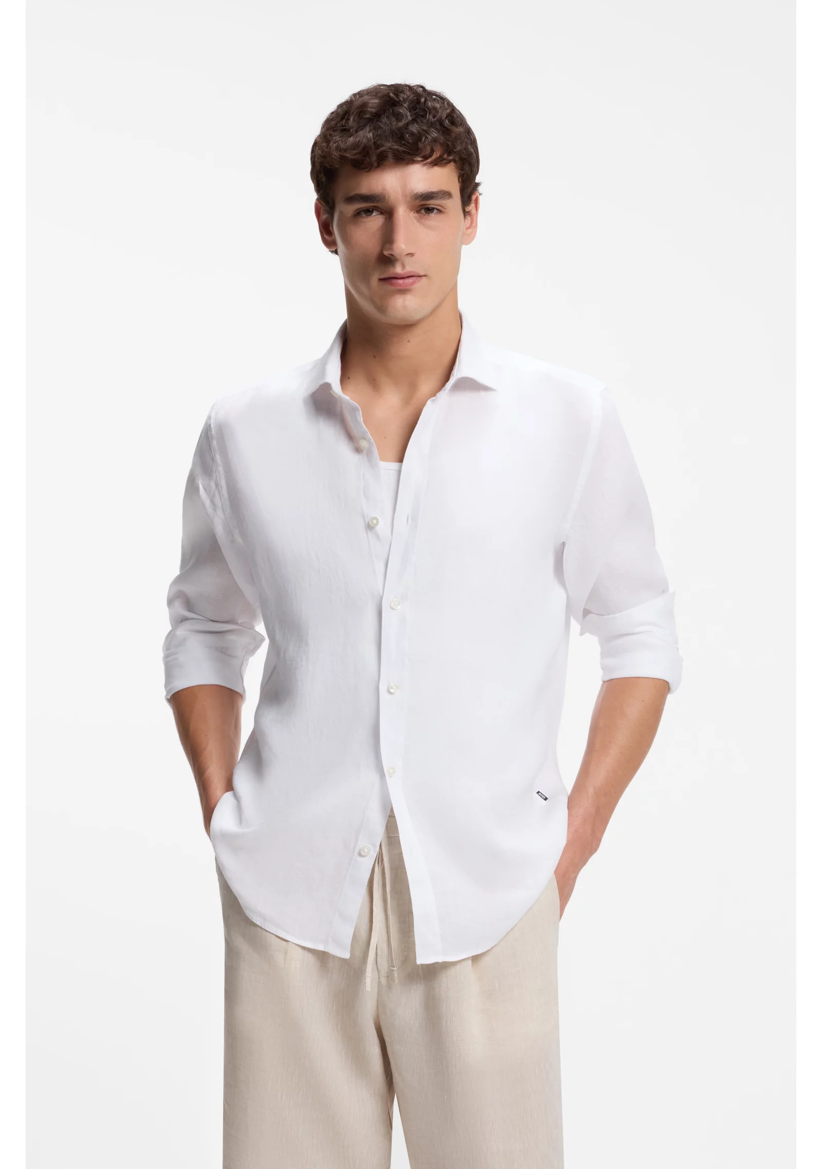 hbeu50567827_100_350 Regular-fit shirt in washed linen - Image 1