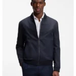 Slim-fit zip-up jacket in stretch-cotton twill