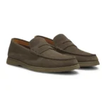 Suede loafers with logo penny trim