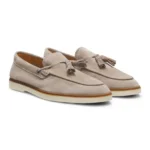 Suede loafers with tassel trim