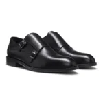 Leather monk shoes with double strap