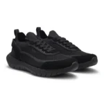 Lace-up suede trainers with a knit sock