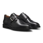 Leather monk shoes with brogue details