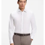 Slim-fit shirt in easy-iron stretch cotton