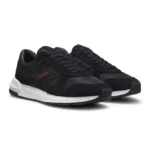 Suede-trim trainers with logo details