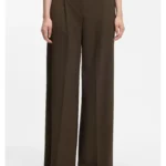 Wide-leg trousers in stretch fabric with front pleats