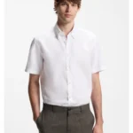 Short-sleeved shirt in a cotton and linen blend