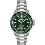 TROPER SPORT Green-dial watch with steel bracelet