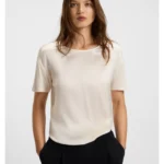 Regular-fit T-shirt with stretch-silk front
